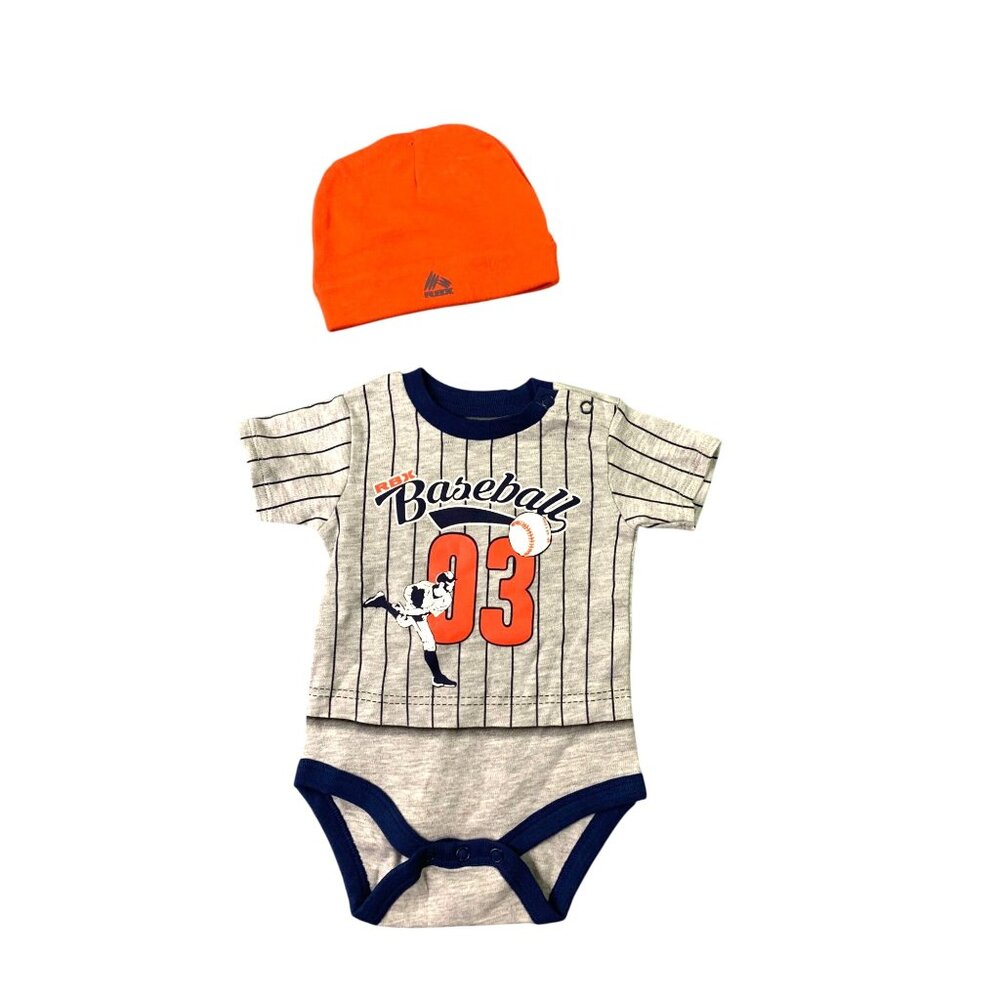 Reebok RBX Baseball  Boys Infant Baby 0 3 months 2 Piece Set Outfit 1 Piece Body
